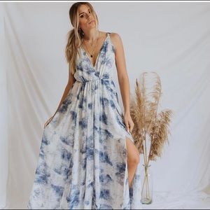 Chiffon blue & white tie dye dress, size M, brand new never worn